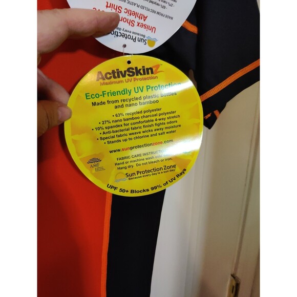 ACTIVSKIN MAXIMUM UV PROTECTION Swim Hike SHIRT Orange SIZE M NWT! Rash Guard - Picture 5 of 7